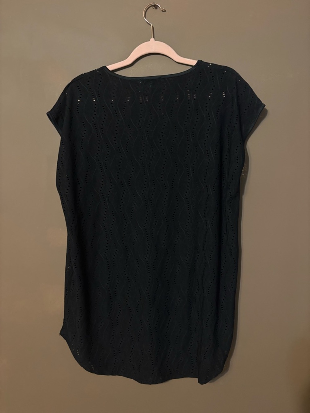 Black Eyelet V-Neck Swim Coverup - Picture 4 of 6